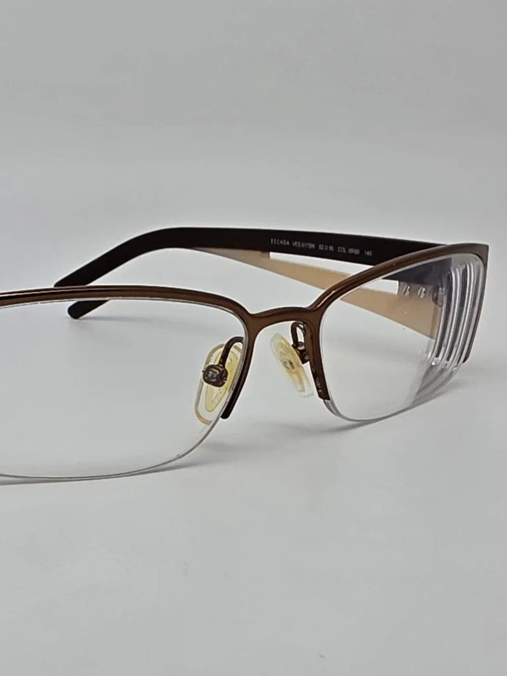 Escada VES 617SN Col. 0R80 Bronze Cream Semi Rimless Eyeglasses Frame Italy 52mm